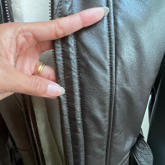 WILSON Leather Faux Lined Hooded Jacket Women's L Winter Coat Full Zip Outdoors - Picture 3 of 9